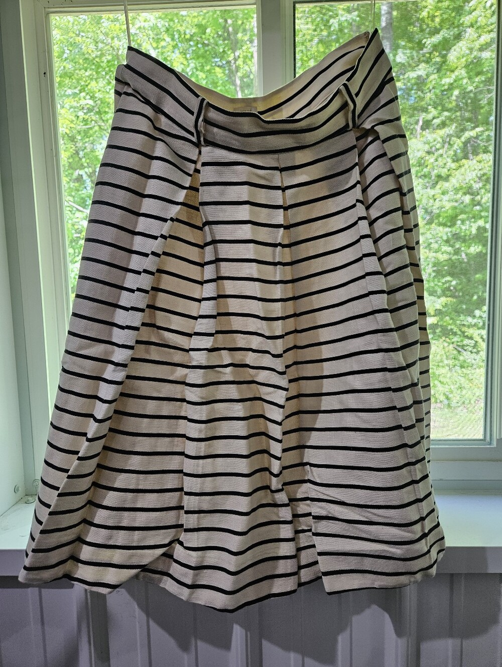 kate spade Cream and Black Striped Midi Skirt